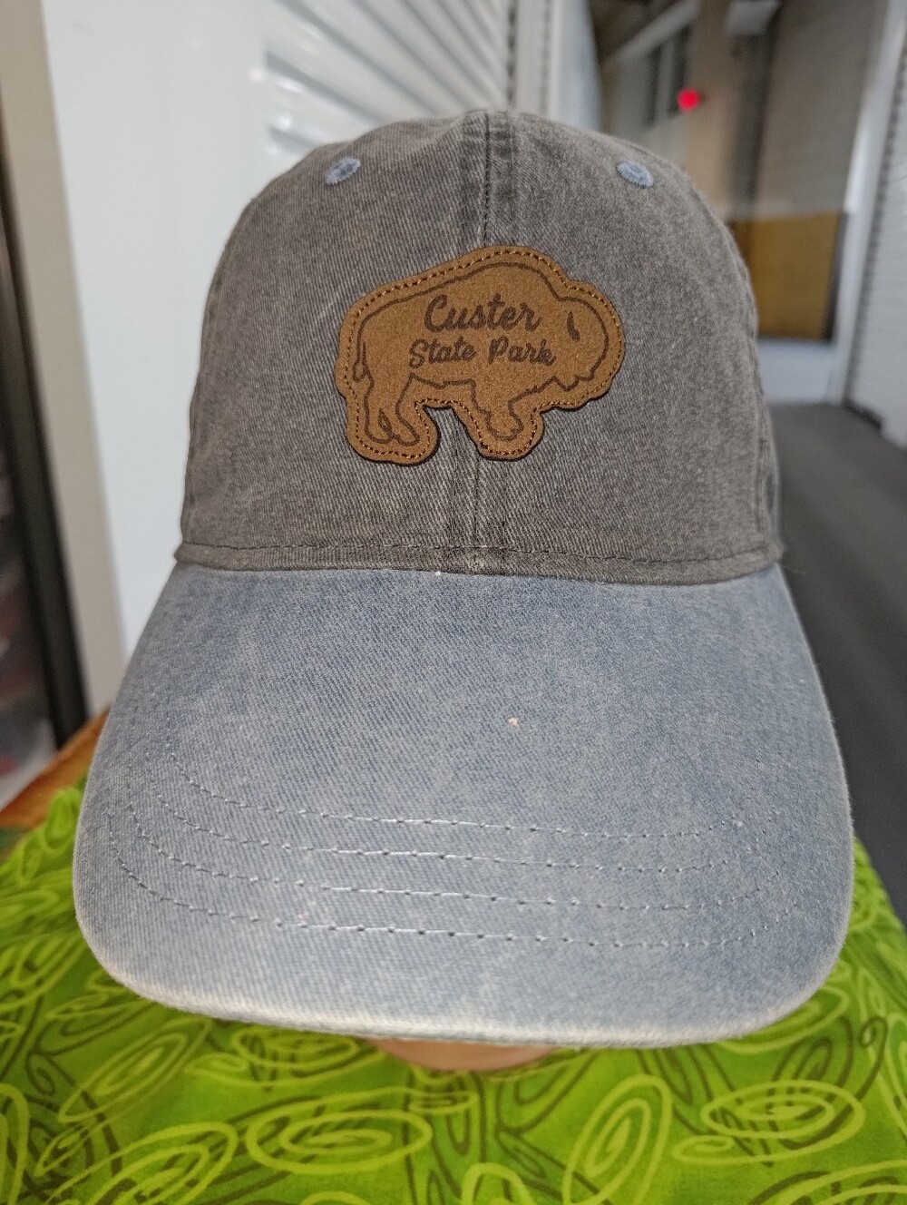 Custer State Park Stitched Suede Patch Trucker Snapback Hat Cap
